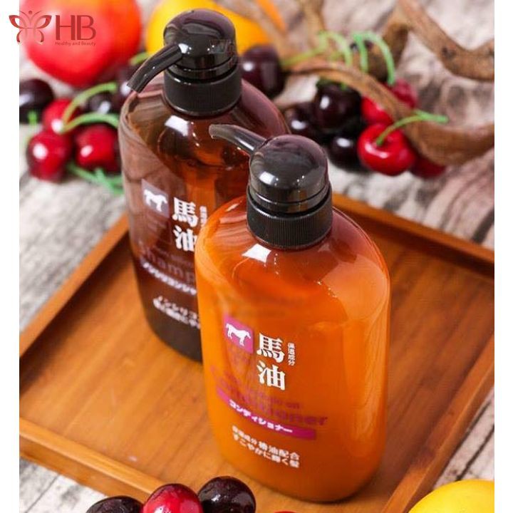 Dầu gội mỡ ngựa Nhật Bản 600ml, gội xả ngựa giúp tóc suôn mượt óng ả không chứa silicone