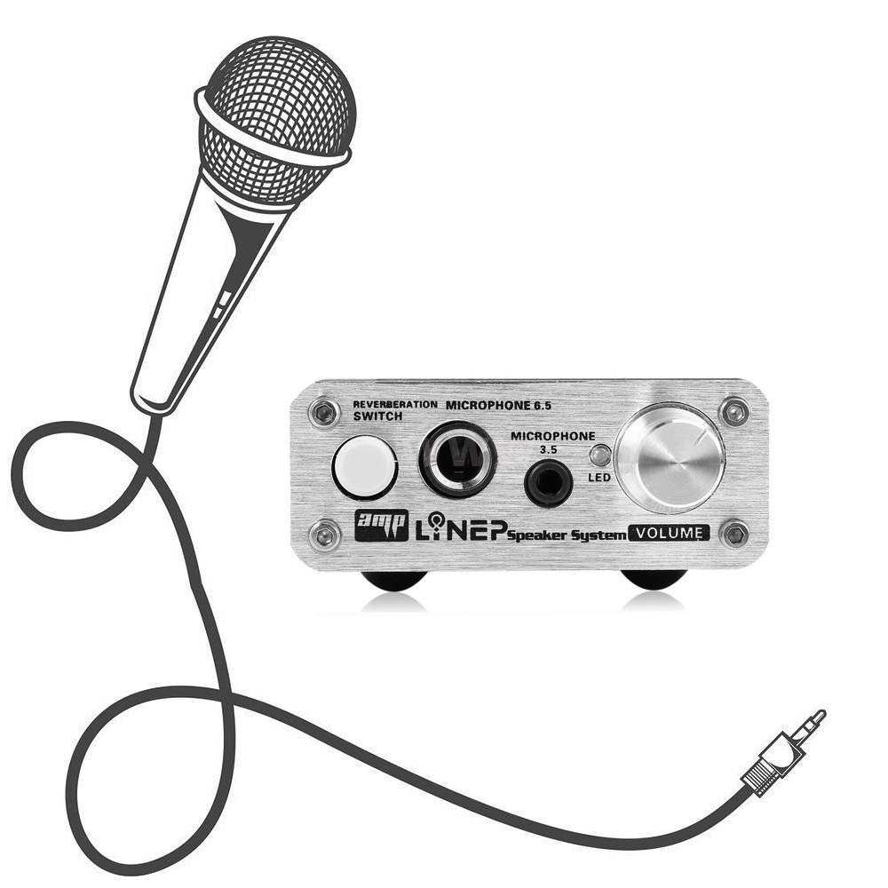 A907 Microphone Sound Amplifier Mini Mic Audio Amplifier Mic Reverberation 2 Channel for Karaoke Dynamic Microphone