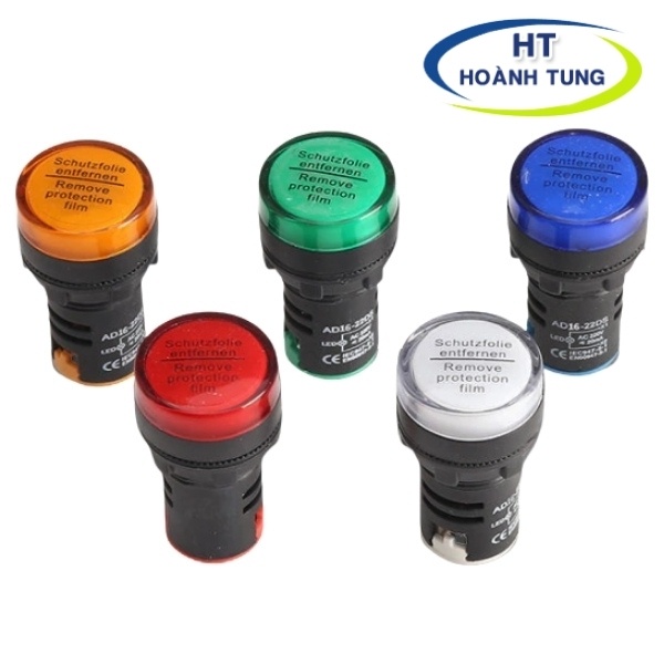 Đèn báo pha AD136-22DS phi 22 bóng đèn led điện áp 24VDC, 220VAC lắp đặt tủ điện ánh sáng chuẩn đẹp