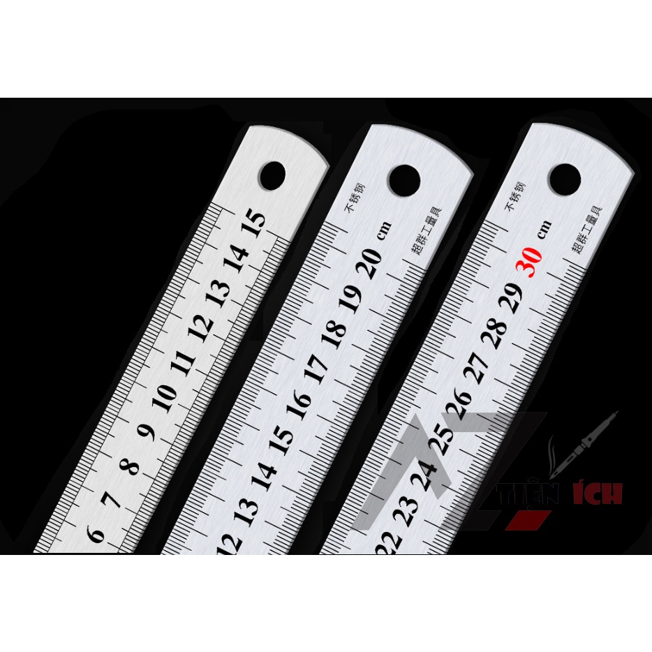 hước Kẻ Thép Cao Cấp - Thước Lá Kích Thước 15cm 20cm 30cm Nhỏ Gọn, Tiện Lợi - Chất Liệu Chống Mòn Gỉ