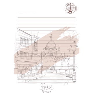 Set 5 tờ giấy viết thư kraft Paris