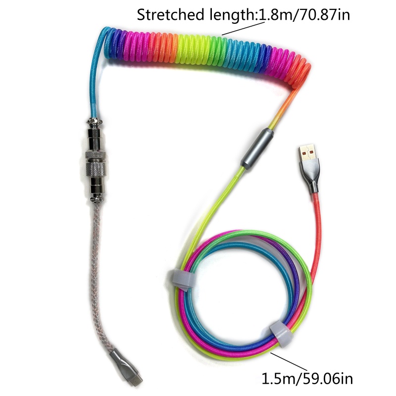 Dây Cáp Lò Xo Cho Bàn Phím Cơ USB Type C RGB