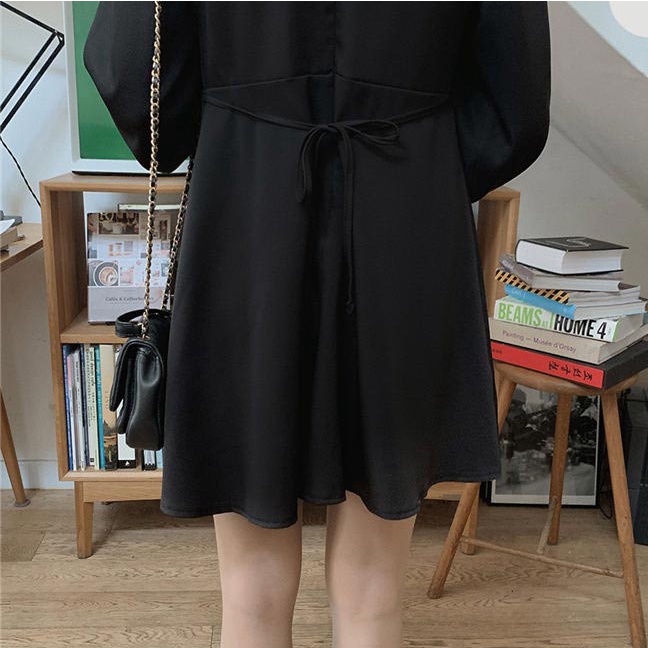 Đầm Tay Dài Thắt Eo Kiểu Dáng Đơn Giản 49606