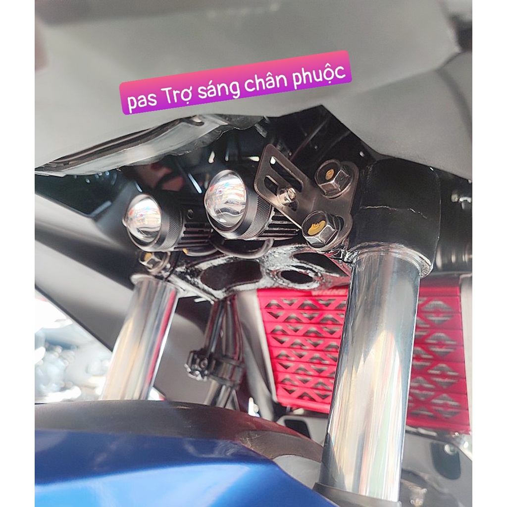 Bát  gắn đèn trợ sáng Mini vào phuộc Inox 304