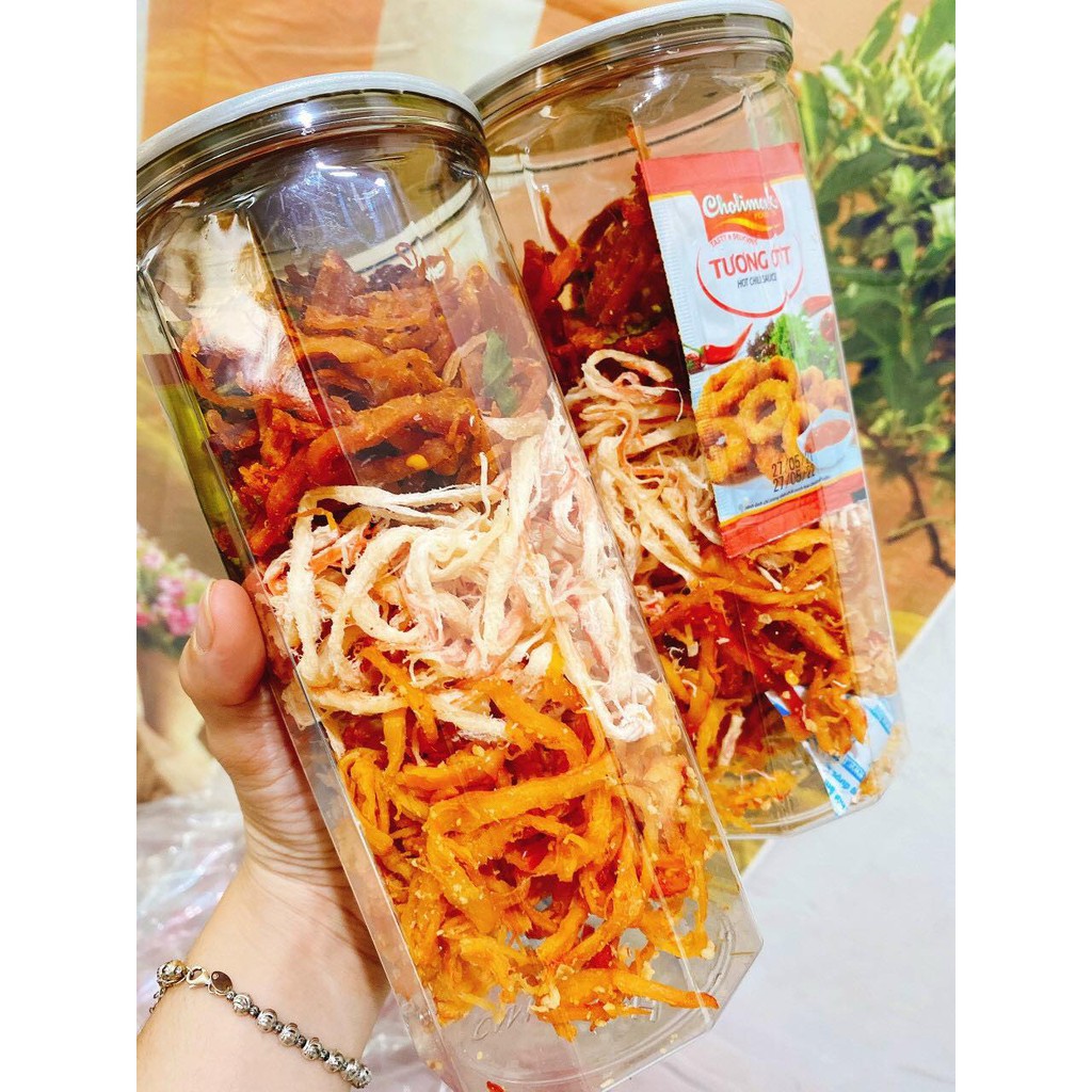 Khô mực xé sợi Mix 3 Loại 300g Bếp Mom đồ ăn vặt SÀI GÒN