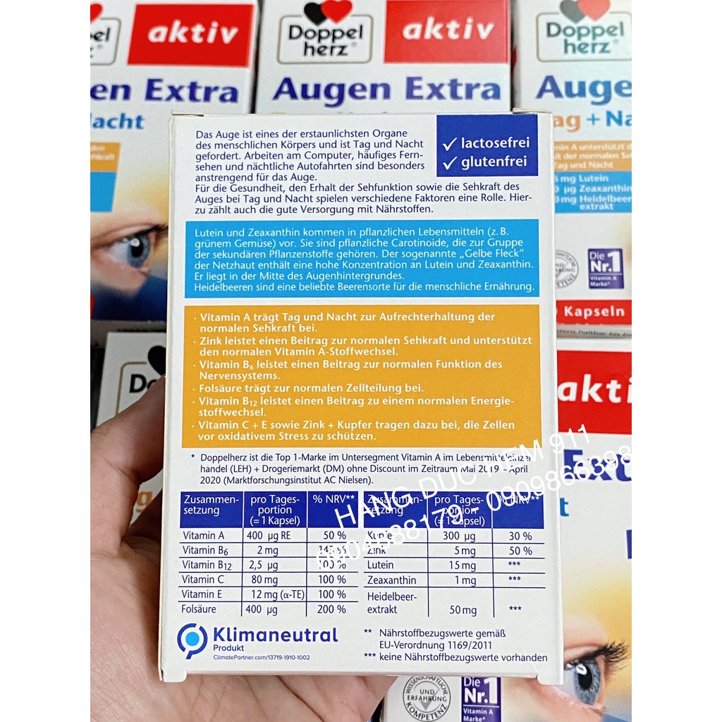Viên uống sáng mắt chống mỏi mắt Augen Extra 30 viên nội địa Đức