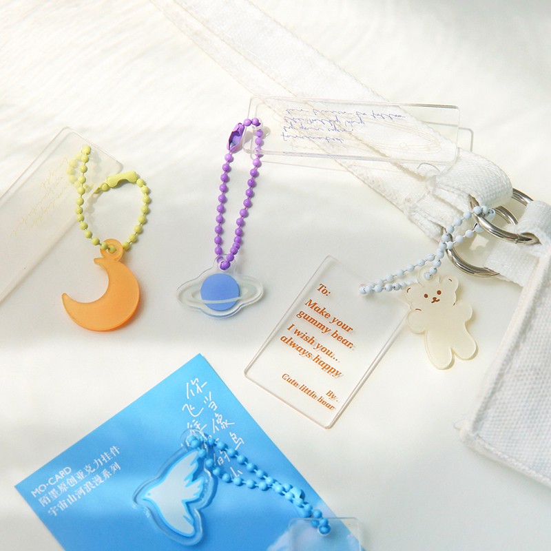 Creative Transparent Acrylic Couple Keychain Combination Small Pendant Bag Decoration Headphone Case