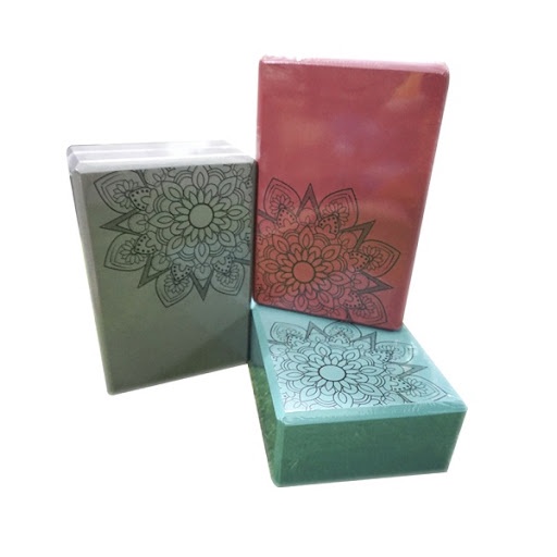 Gạch tập yoga xốp Eva nặng 200g in hoa mandala - Yoga blocks FITFOUND