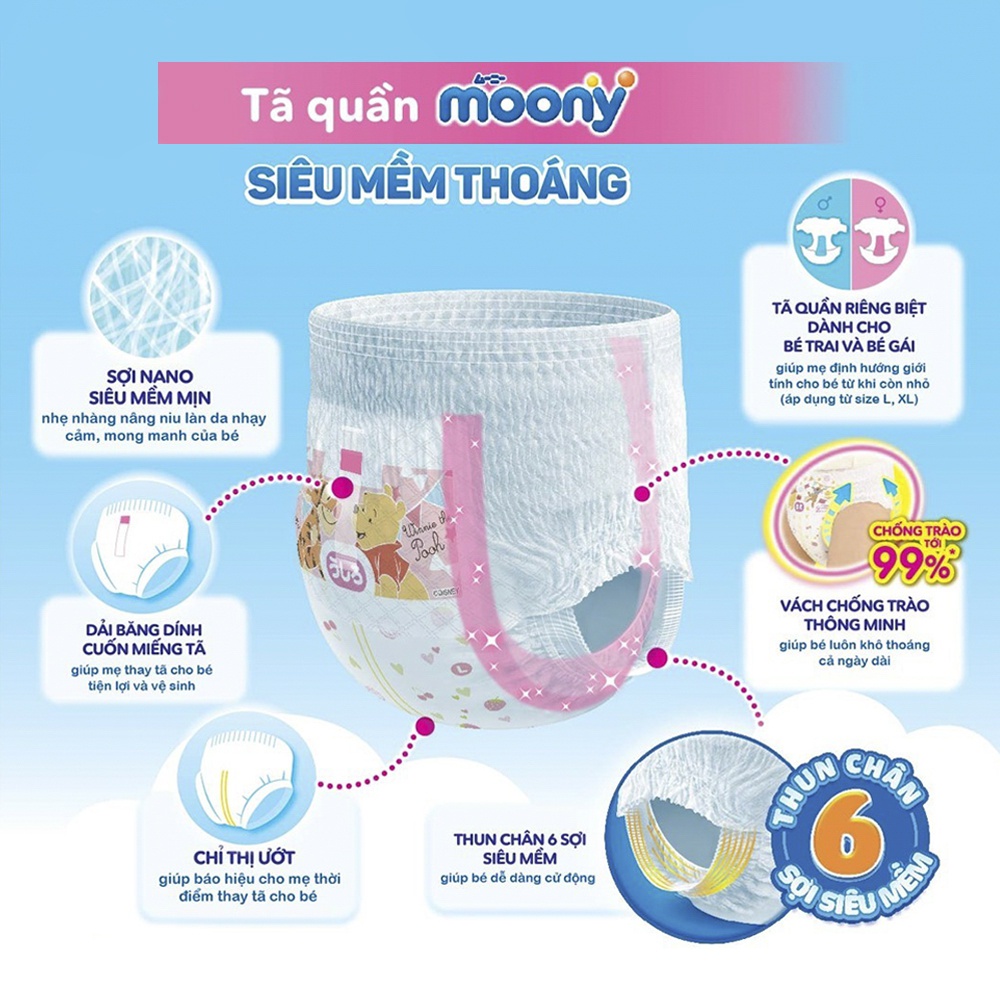 Tã quần Moony size M 58 miếng