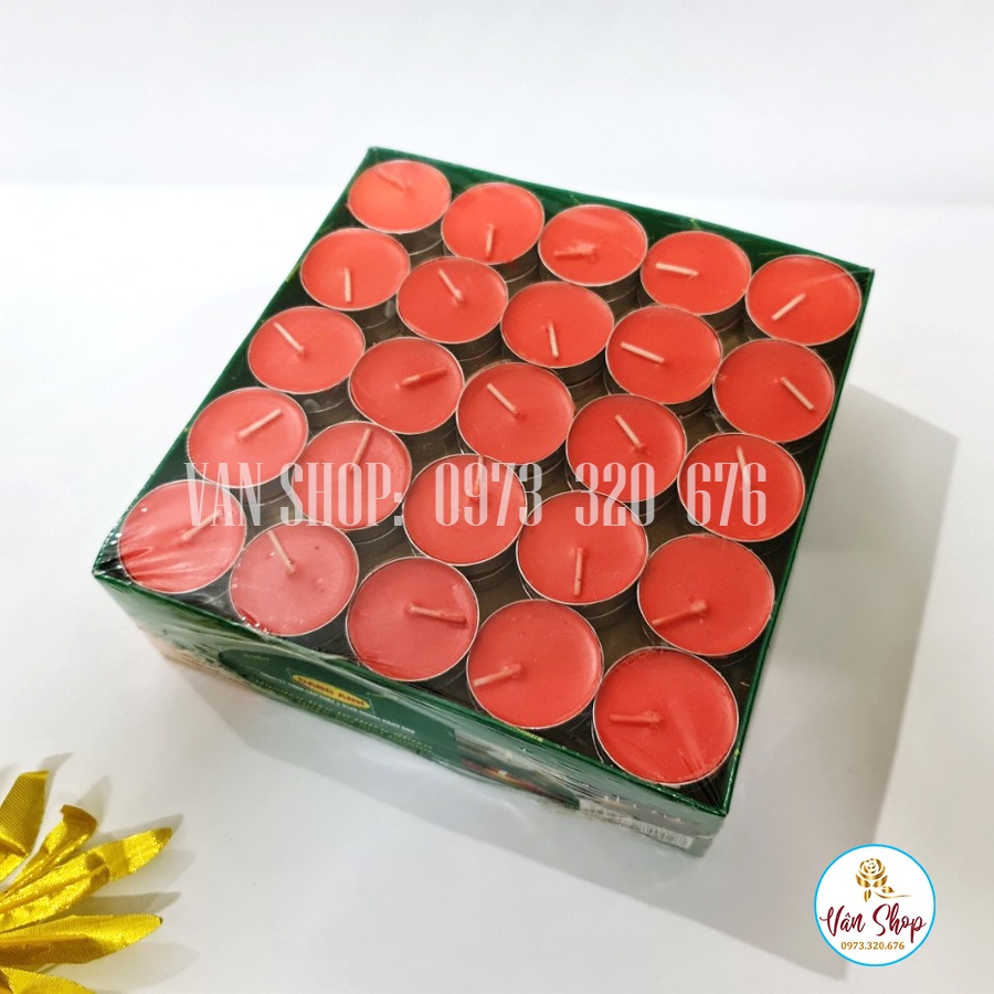 Nến tealight bơ sáp 100 viên hộp không mùi không khói đen,an toàn cháy 2h 3h 4h