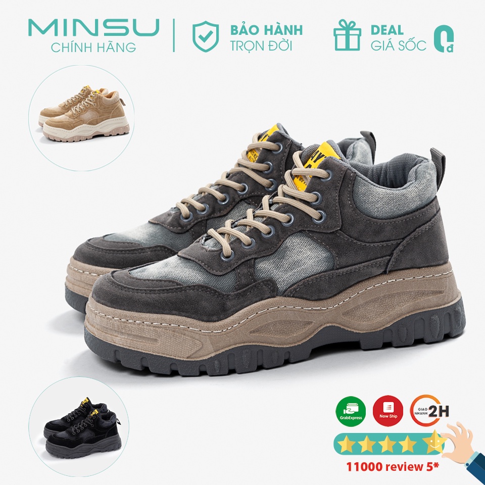 Giày Sneaker Nam Chunky Tăng Chiều Cao MINSU M3803 Giày Thể Thao Nam Độn Đế Hàn Quốc Cực Ngầu Khi Đi Học, Chơi, Du Lịch