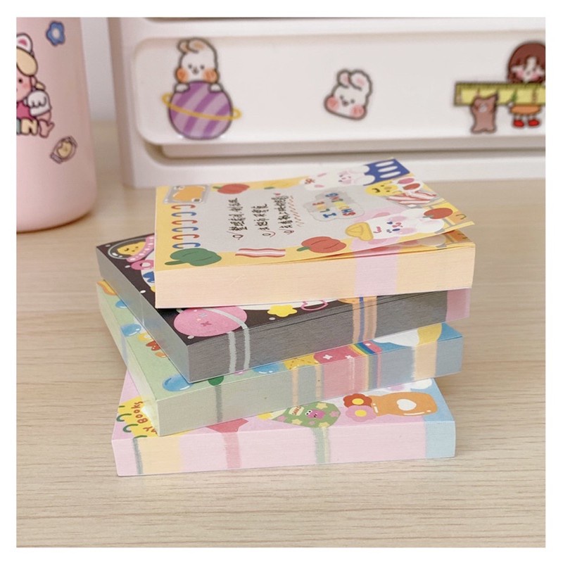 Giấy note cute/Set giấy note 100 tờ ghi chú hình gấu dễ thương trang trí sổ bullet journal Hàn Quốc Tẻn Tẻn