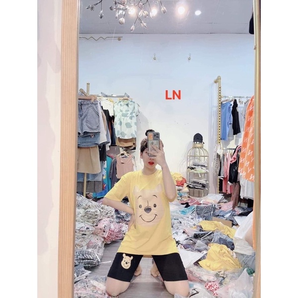 Sét áo phông gấu vàng + quần legging gấu DA