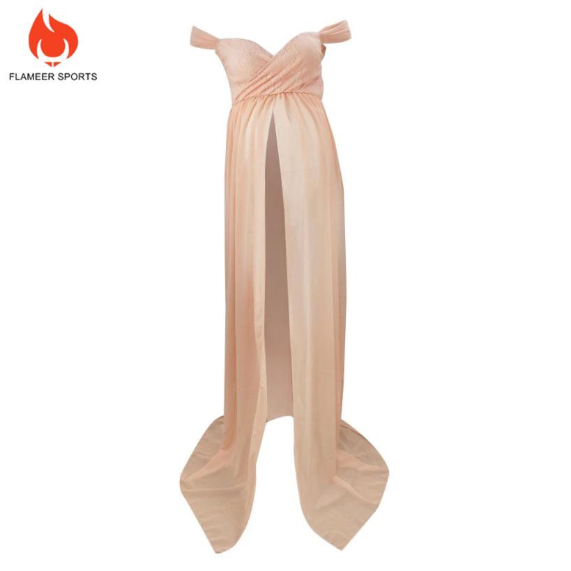 Đầm Maxi Hở Vai Thời Trang Cho Mẹ Bầu Chụp Ảnh