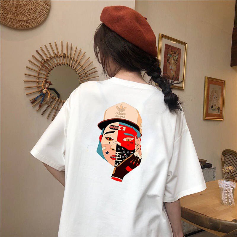 Áo thun tay lỡ nữ form rộng phong cách Nhật Bản form rộng vải dày mịn 2020T1856