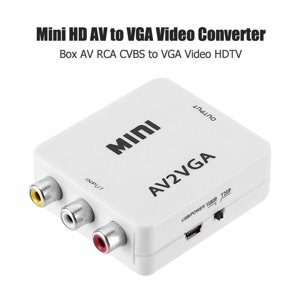 🌟Chất lượng cao nhất🍁Mini HD AV2VGA Video Converter Box AV RCA CVBS to VGA Video HDTV Adapter Home