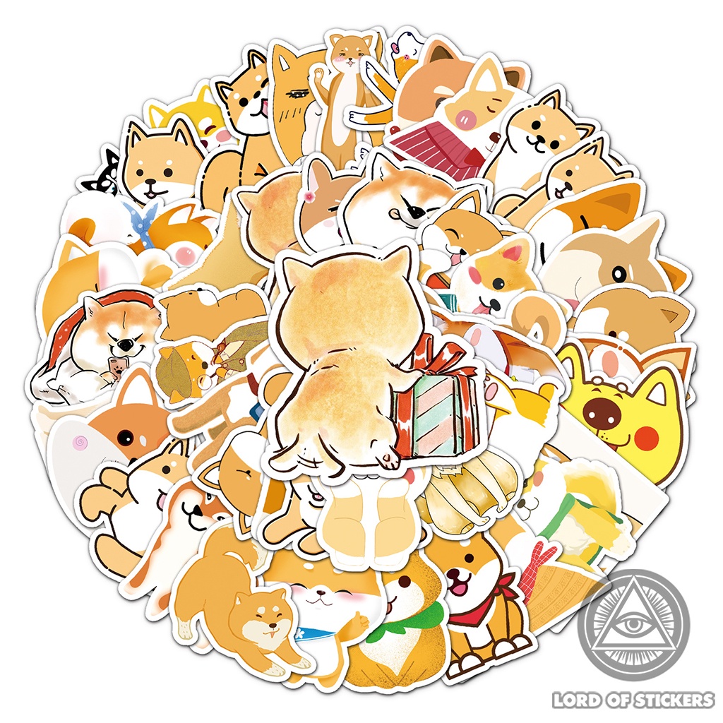 Set 51 Miếng Dán Chó Shiba Inu Sticker Hoạt Hình Cute Dễ Thương Chống Thấm Nước Trang Trí Mũ Bảo Hiểm, Laptop, Sổ, Vali