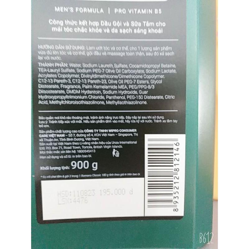 (Hsd 2022)chai bự Tắm Gội 2in1 Romano 900g | BigBuy360 - bigbuy360.vn