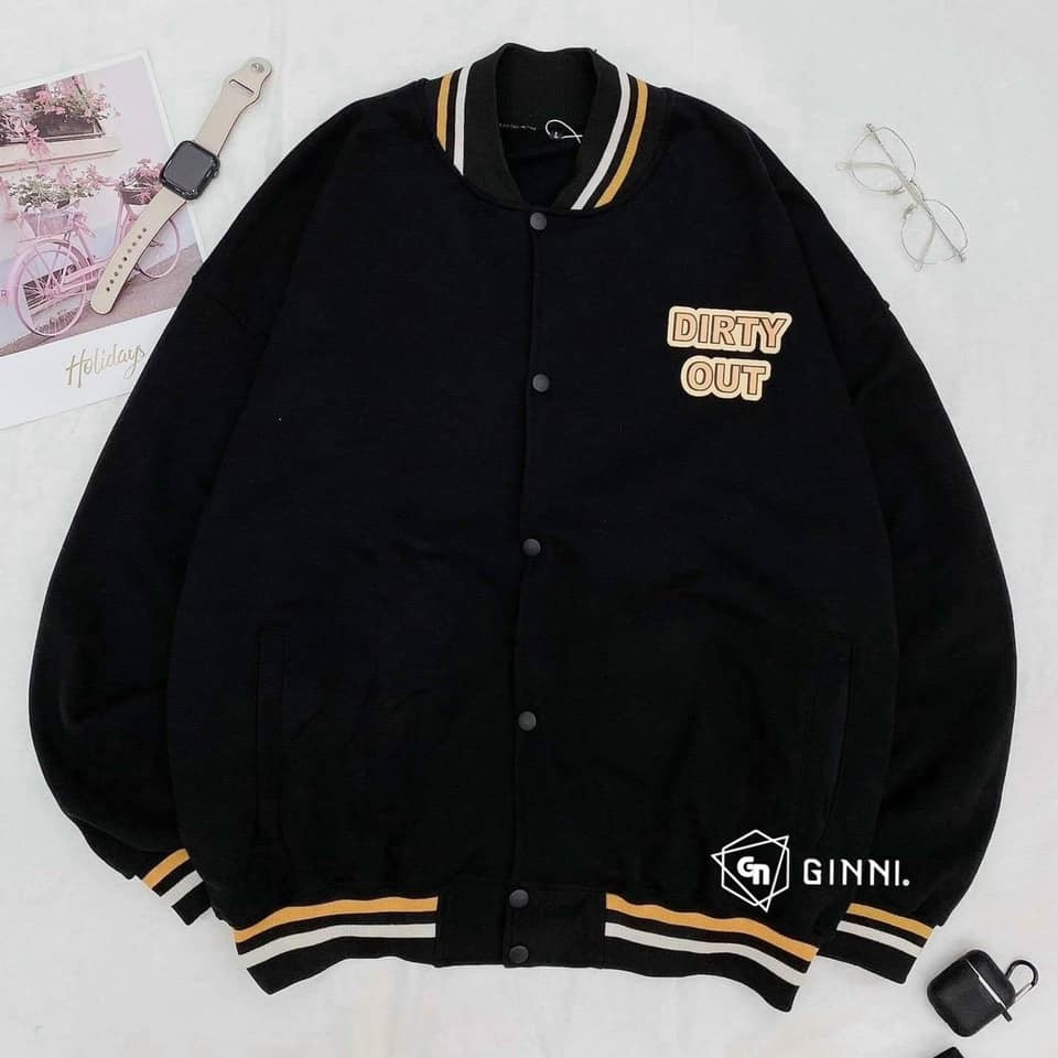 Áo khoác Bomber nỉ DIRTY OUT bóng chày - Ginni Bomber Jacket