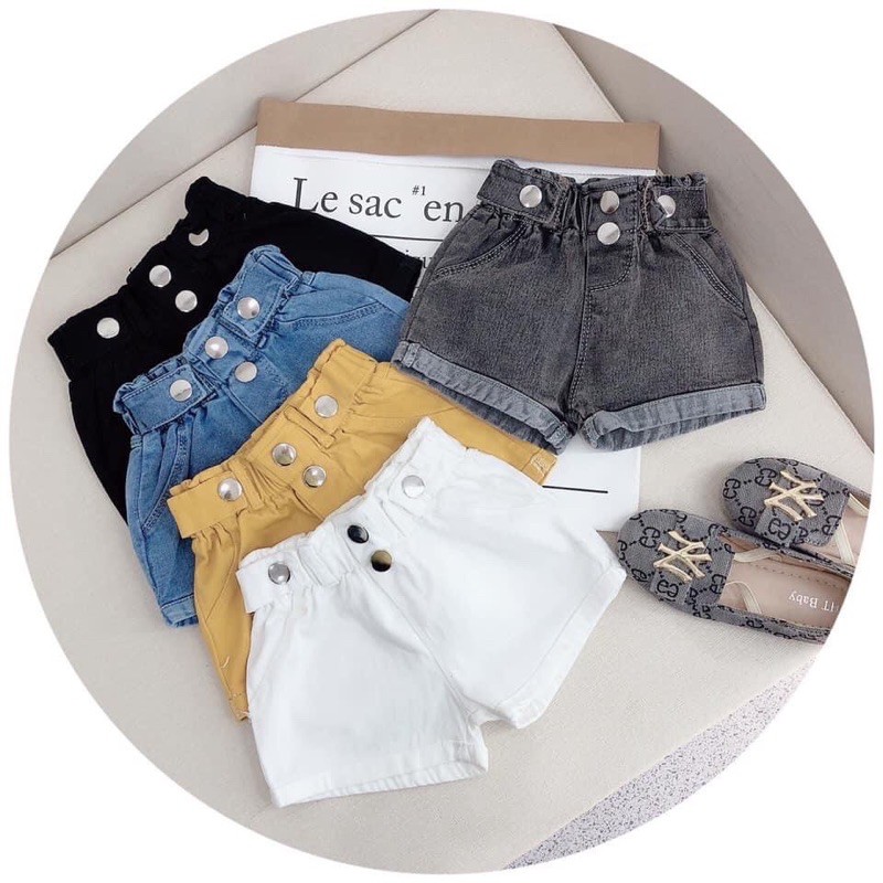 (19-30kg)Quần sort jean bé gái cúc ngang