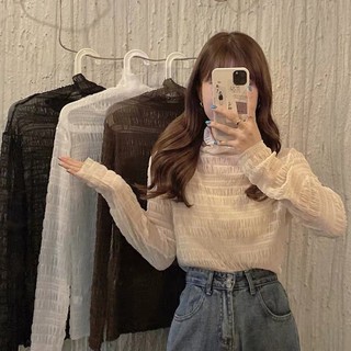 Áo ren lưới mỏng sẵn trắng