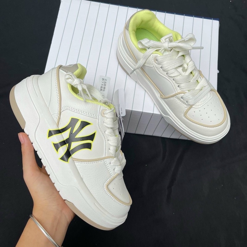 Giày MLB chunky liner cổ thấp NY kẻ đen, LA Xanh, chữ B đỏ, B nâu, Giày MLB chunky low Tặng FullBox