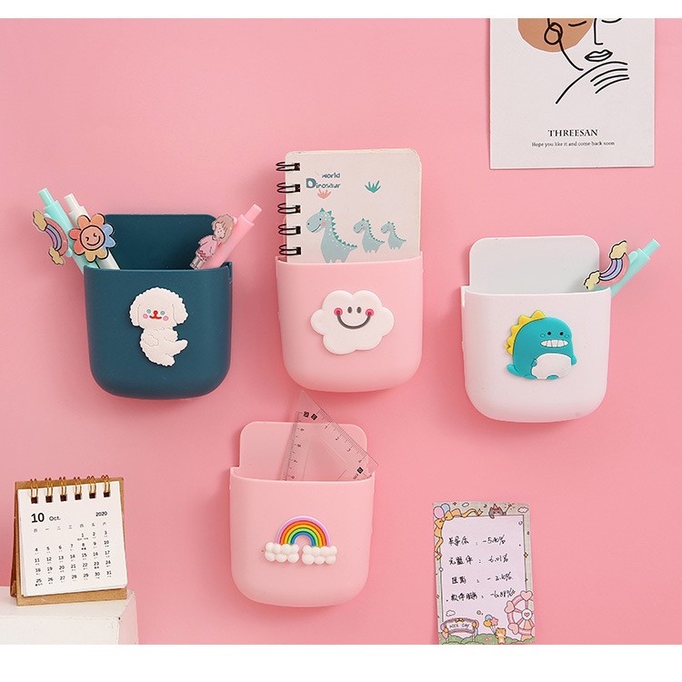 Kệ dán tường đa năng dể thương sticker Giá treo để bút, điện thoại ,điều khiển Shalla {SIÊU HÓT}