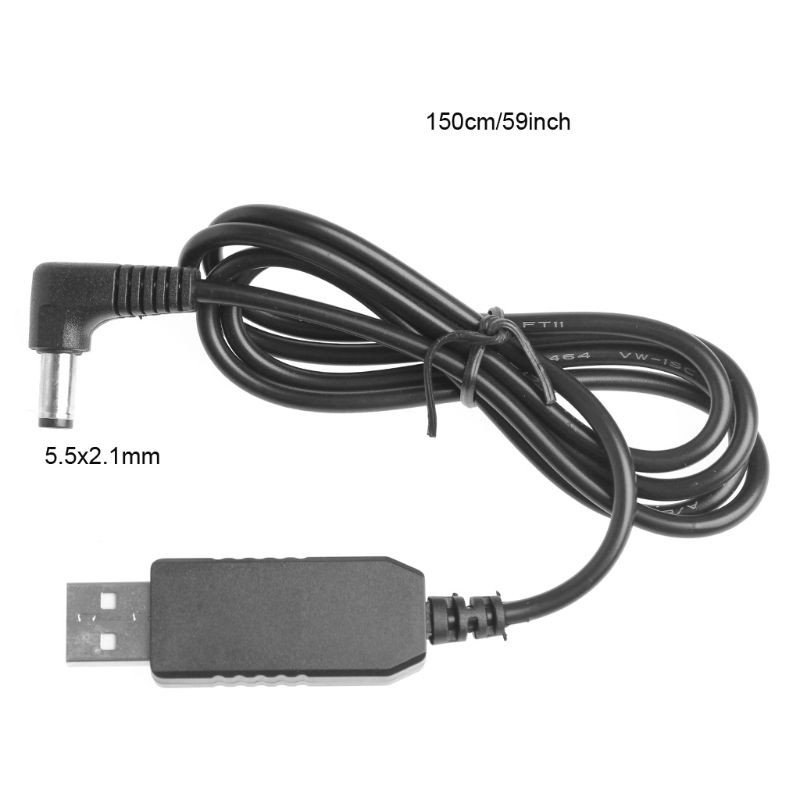 Dây Cáp Tăng Áp 90 Độ Usb 5v Sang 12v 5.5x2.1mm Dài 1.5m