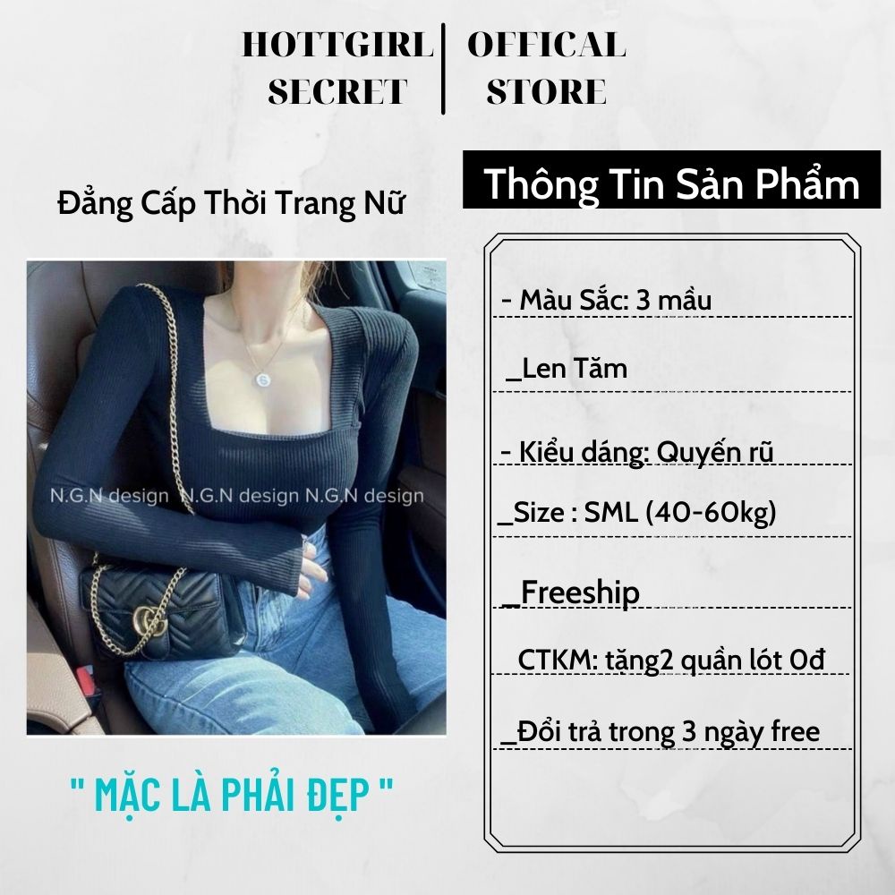 Áo len nữ dài tay cổ vuông phong cách hàn quốc,chất liệu len tăm co dãn,thoải mái,ôm body tôn dáng và mầu sắc sang trọng | BigBuy360 - bigbuy360.vn