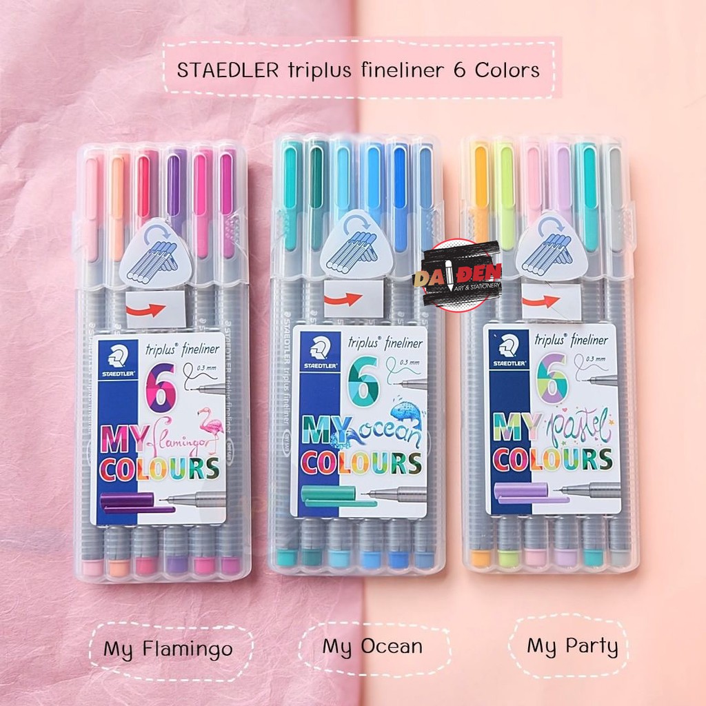 [DA ĐEN] Bộ 6 Bút Staedtler Triplus Fineliner