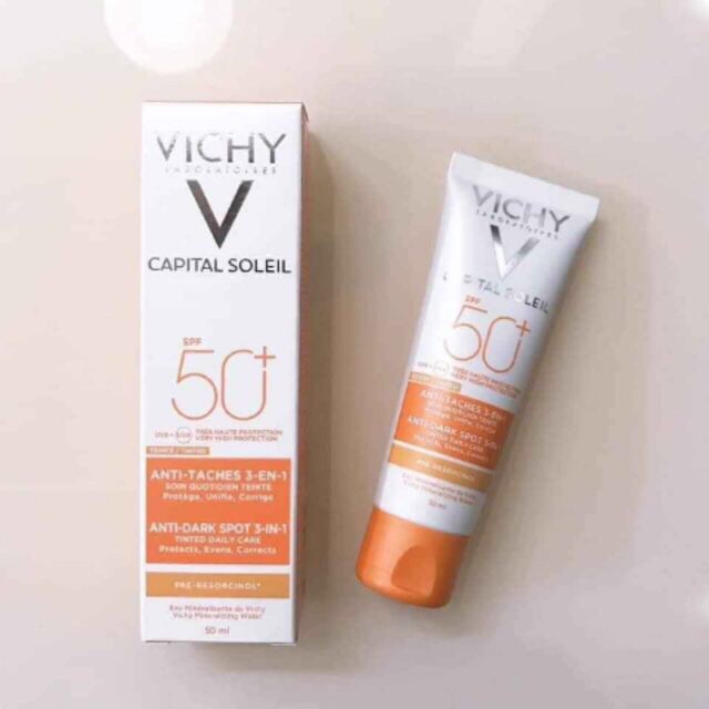 Kem Chống Nắng Không Gây Nhờn Rít Và Giảm Thâm Nám Hiệu Quả (Màu Da) Vichy Ideal Soleil Anti-Dark Spot 3 in 1SPF50 50ml