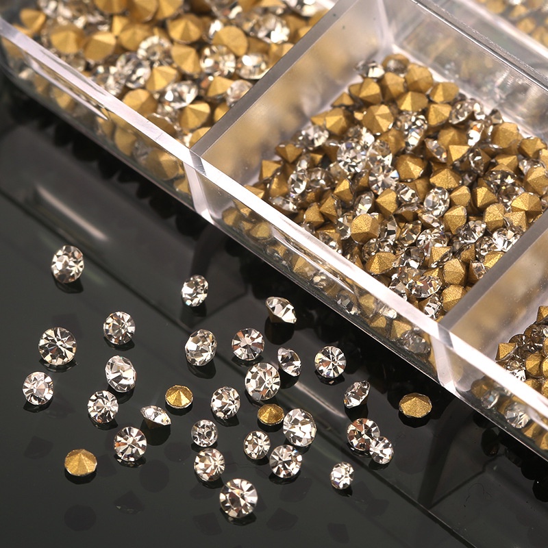 Bộ 1000 Hạt Đá 3D Trang Trí Móng Tay 6 Ngăn