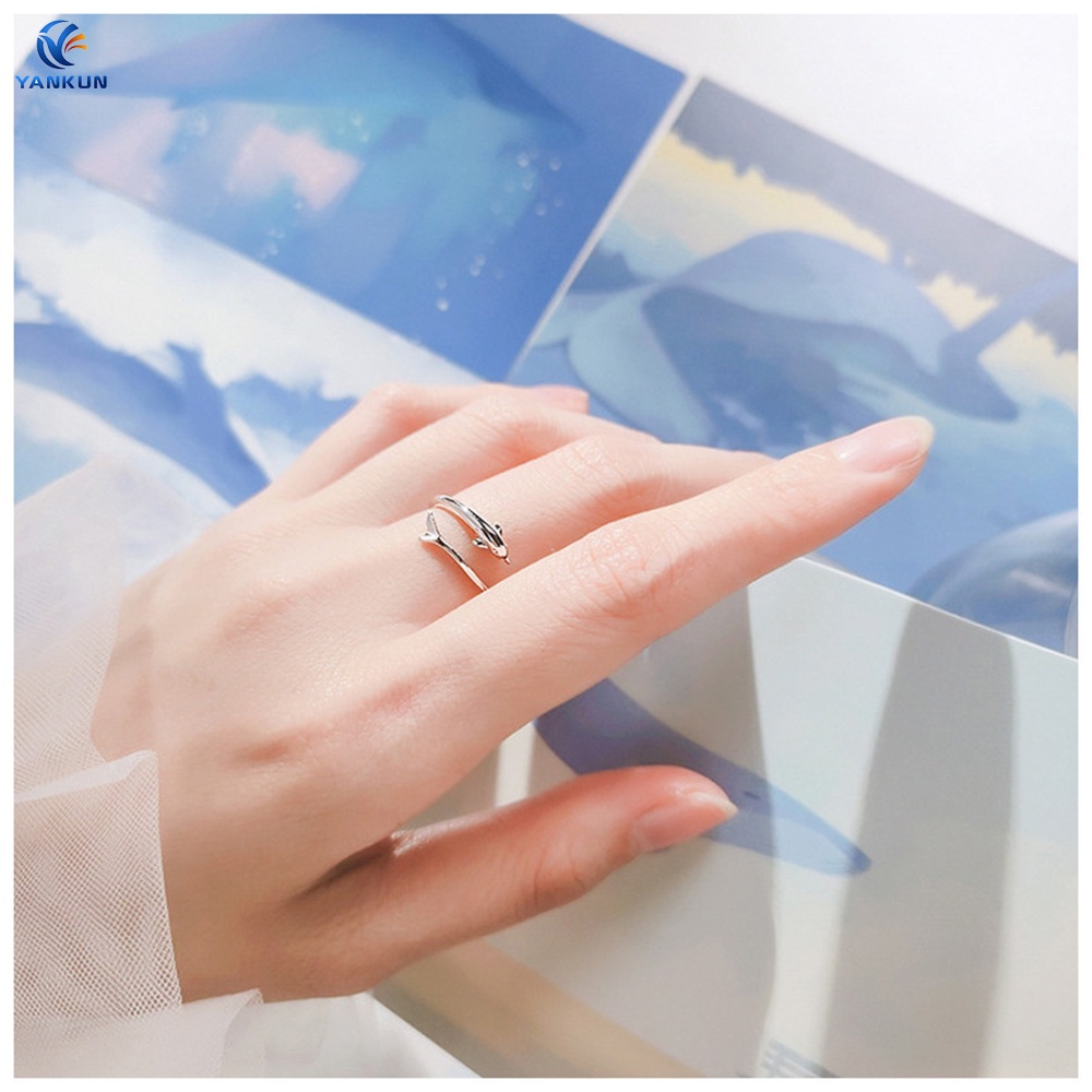 Nhẫn Hở Hợp Kim Hình Cá Heo Dễ Dàng Thu Nới
