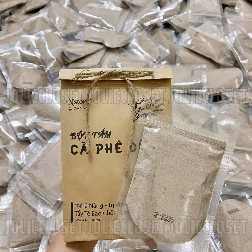 Bột cà phê dừa non, cám gạo Nstore tẩy da chết, giảm mụn lưng, làm sáng da 100gr, mỡ trăn nguyên chất triệt lông 75gr