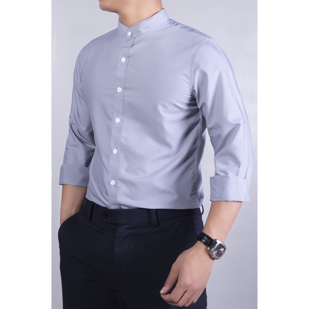 Áo Sơ Mi Nam Dài Tay Somi Cổ Tàu Thời Trang Công Sở Chất Vải Lụa Dày Đẹp Lên Phom Chuẩn Dáng Thoải Mái
