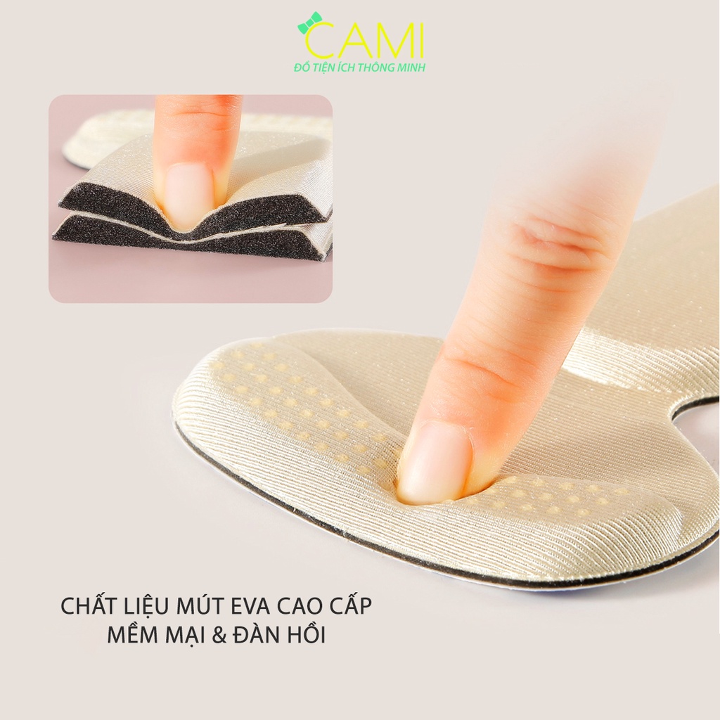 Miếng lót mút EVA ép vải và hạt silicone, giảm size, chống tuột và bảo vệ gót sau - Cami - CMPK208