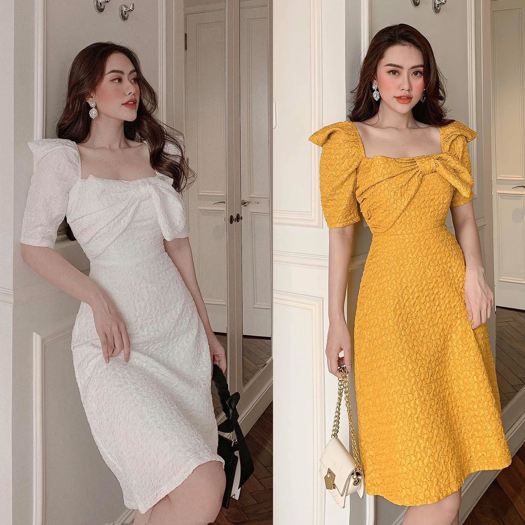 ĐẦM SUÔNG NHẸ TIỂU THƯ TAY BỒNG NƠ NGỰC QUÁ XUẤT SẮC ĐI TIỆC SIÊU SANG SIÊU XINH - QANU331