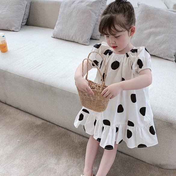 Đầm công chúa  tay ngắn hoạ tiết chấm bi cho bé gái từ 2-9 tuổi