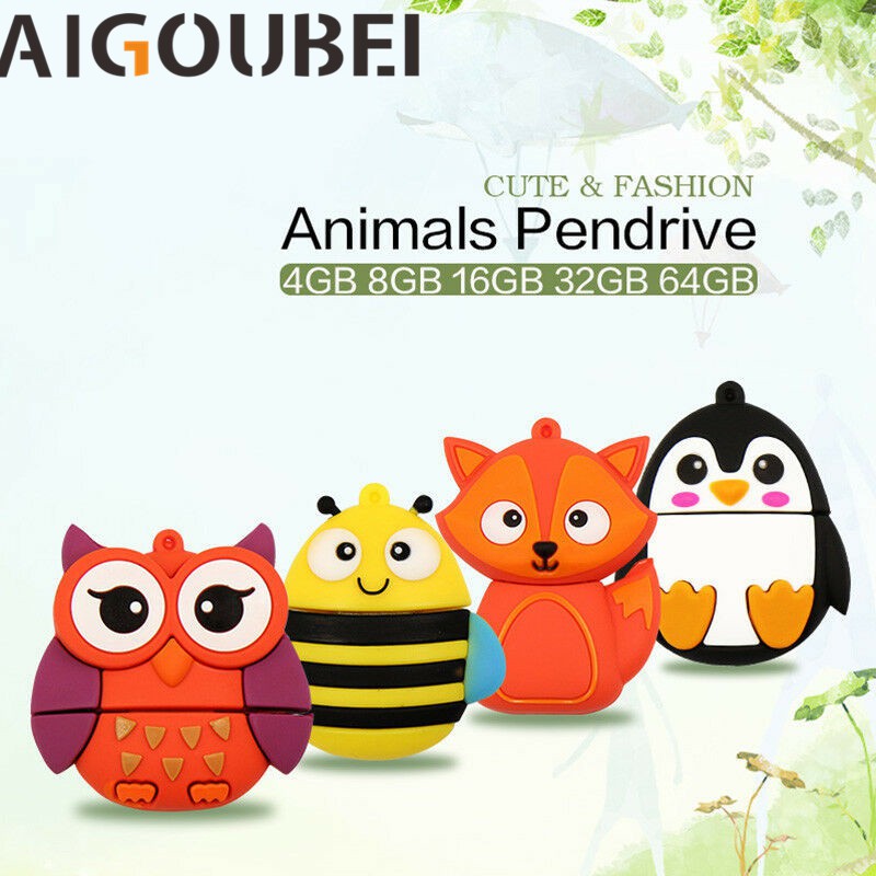 Usb Hình Chim Cú/Fox/Penguin/Bee Dễ Thương Dung Lượng 1GB 2GB 4GB 8GB 16GB 32GB 64GB 128GB