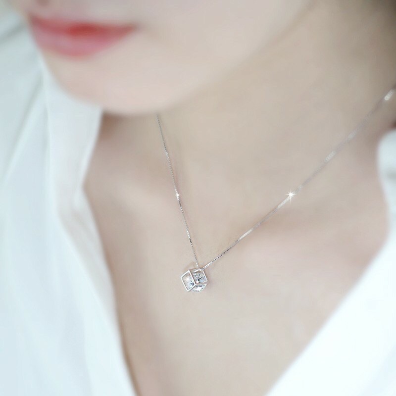 Vòng cổ / Dây chuyền nữ Bạc Ý 925 trái tim pha lê trang sức cao cấp No.93 Jewelry