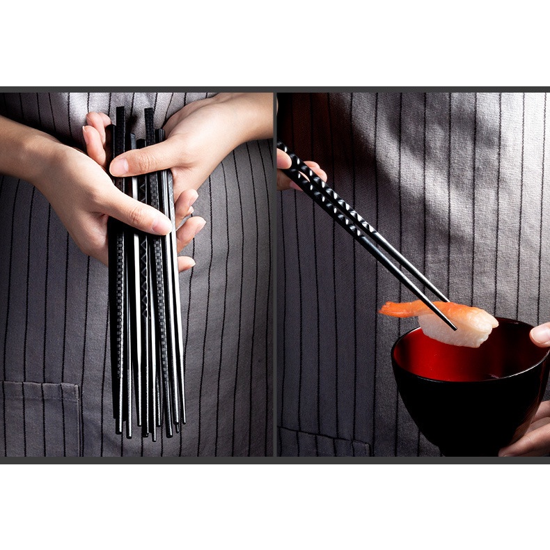 Bộ 5 đôi đũa đen họa tiết xoắn T26