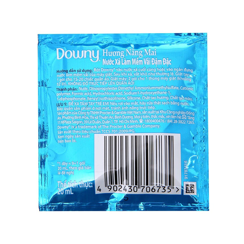 Nước xả vải Downy Nắng mai Dây 10 gói