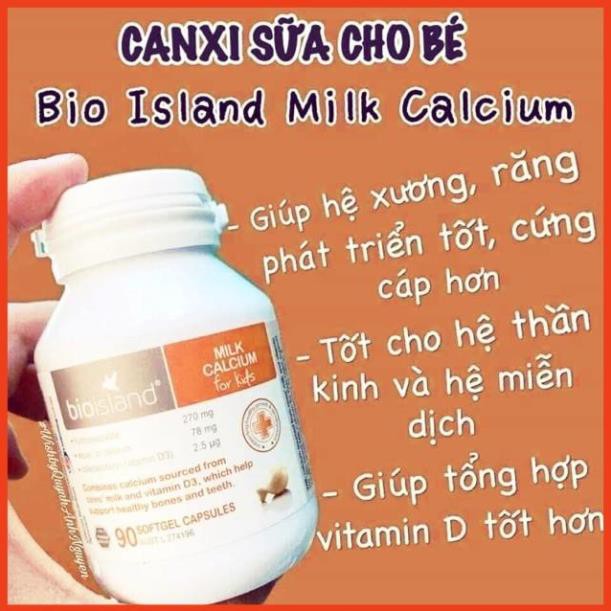 [Cam kết Hàng Auth] Canxi sữa Bioisland Milk Calcium, Úc (90 viên) bổ sung canxi phát triển xương và răng cho bé