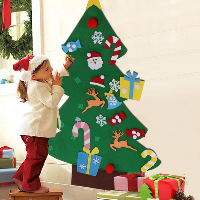 Cây thông noel treo tường loại dày tặng kèm đèn nháy trang trí 5m