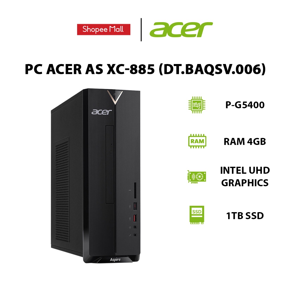 [ELBAU7 giảm 7%]  PC Acer AS XC-885 (DT.BAQSV.006) P-G5400 | Ram 4GB