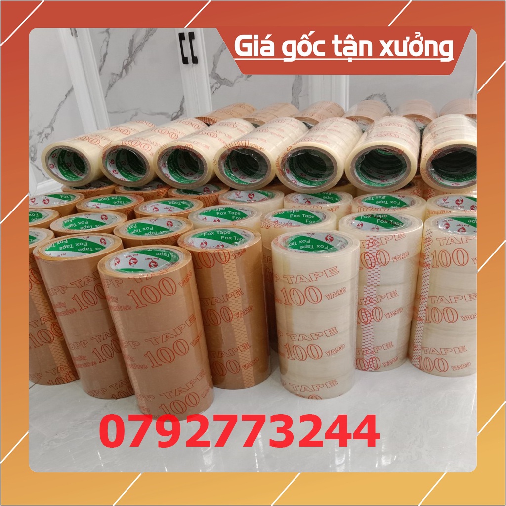 Combo 6 cuộn băng keo  trong đục 100 yard, lõi 5li