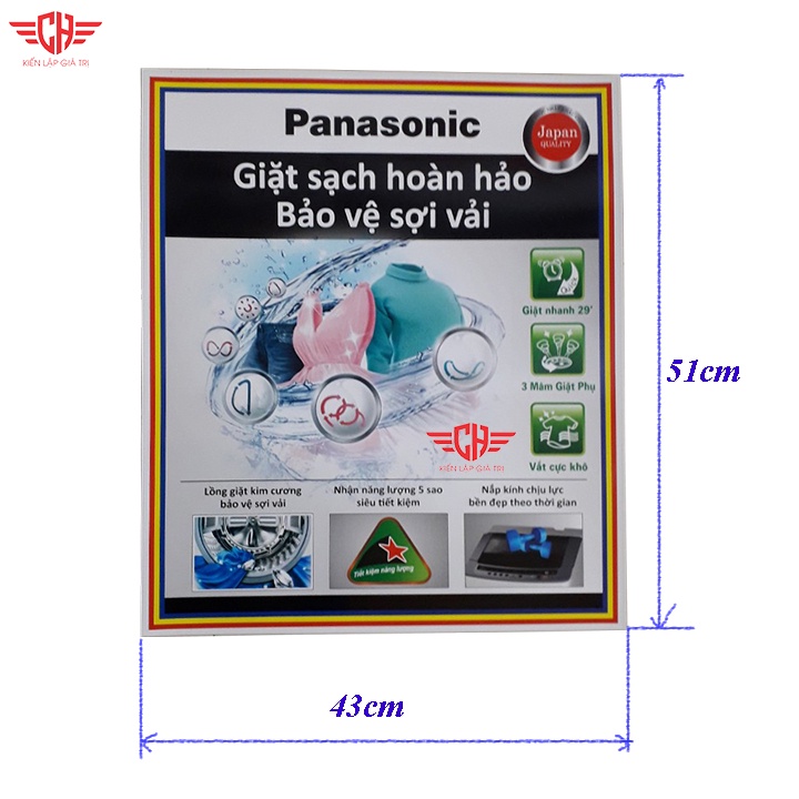 miếng dán máy giặt Tem dán máy giặt tranh dán máy giặt panasonic nhiều mẫu (tặng keo dán)