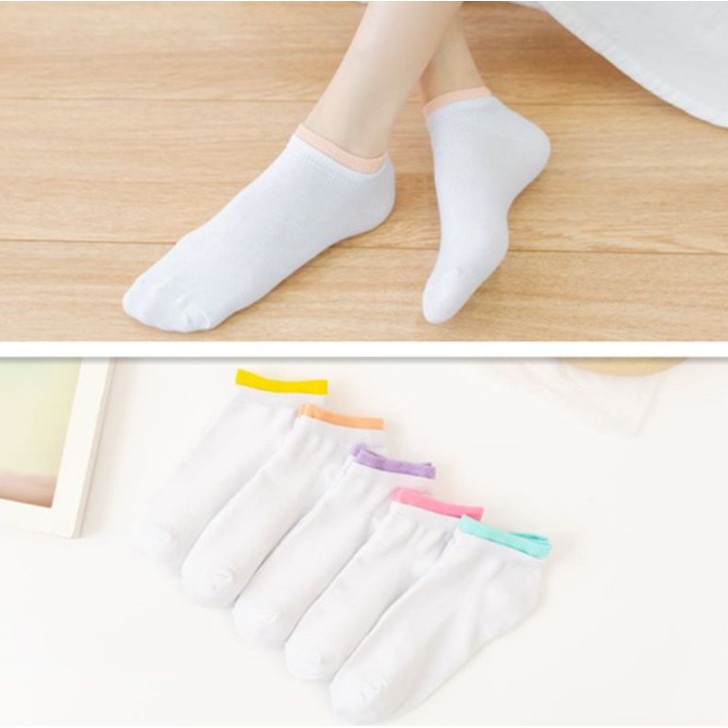 Tất nam nữ cổ ngắn SÉT 5 ĐÔI thời trang vải cotton thoáng khí cao cấp YUDA vớ tất nữ chống hôi chân khửi mùi