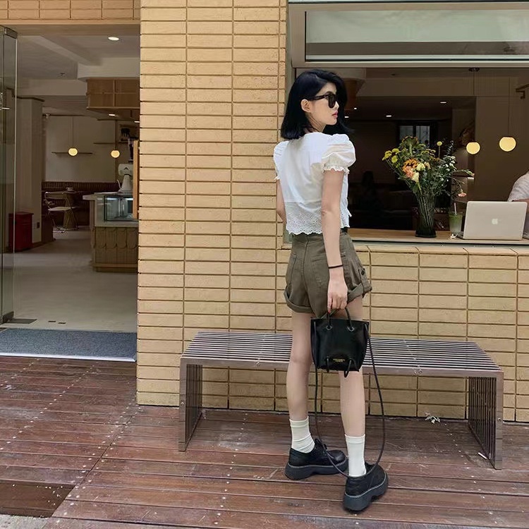 Quần short denim SUXI đơn giản dễ phối đồ hợp thời trang