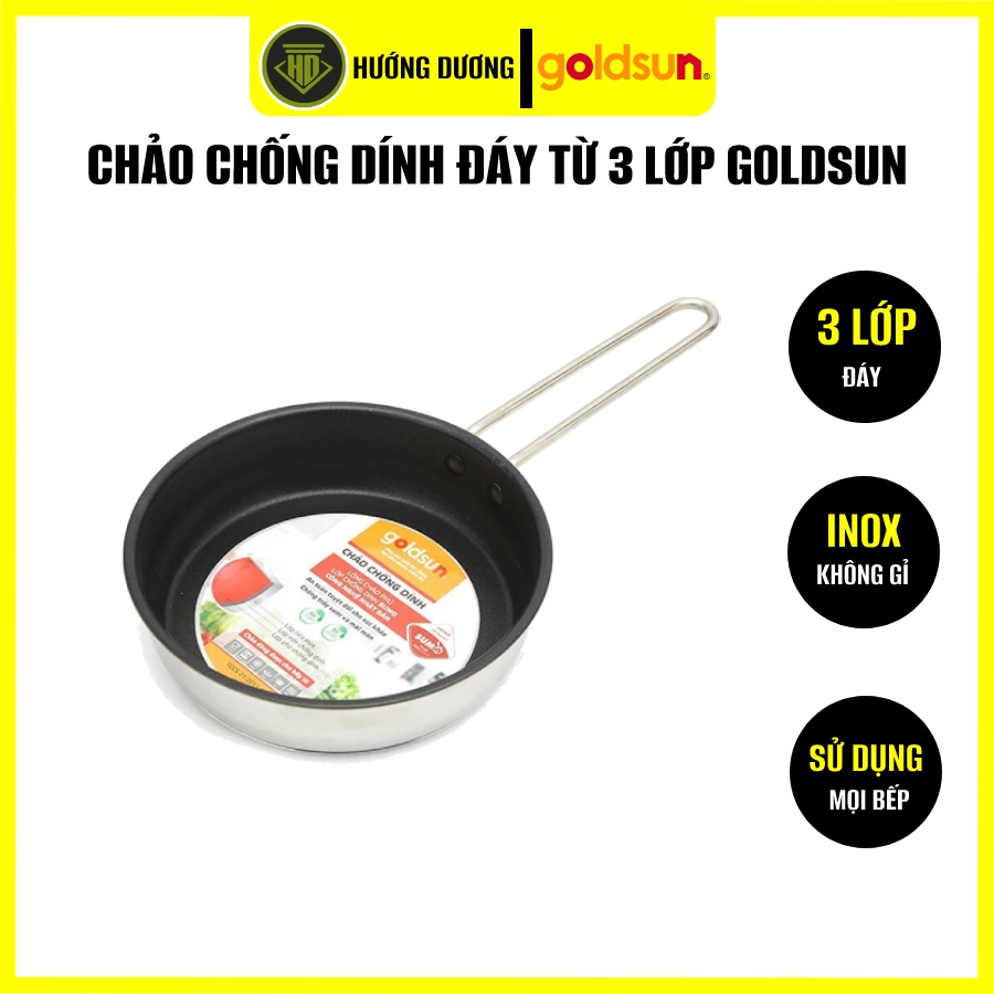 chảo chống dính bếp từ 3 lớp tay cầm gọn nhẹ hàng chính hãng Goldsun GPA1401 Gia Dụng Hướng Dương